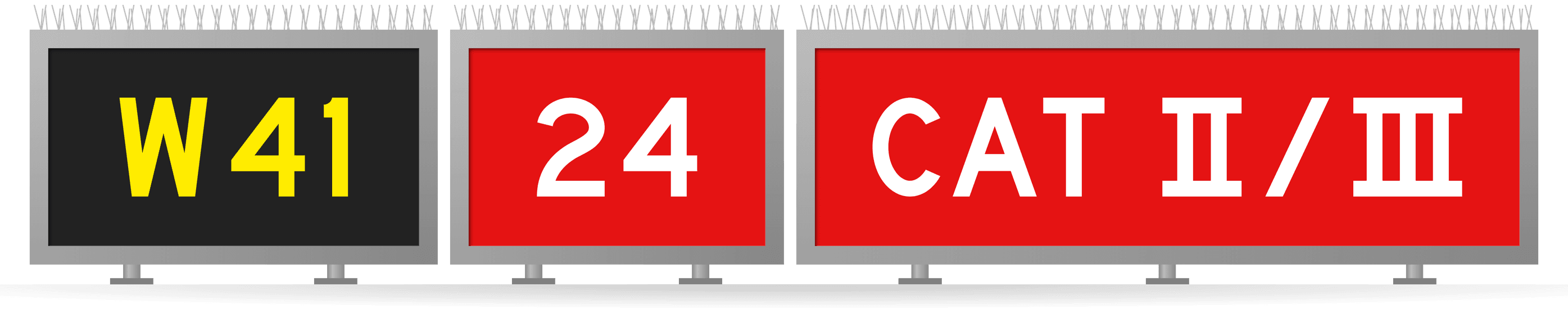 [W41 24 CAT Ⅱ/Ⅲ] Three-board holding position assembly in gray sign boxes with bird deterrent spikes
