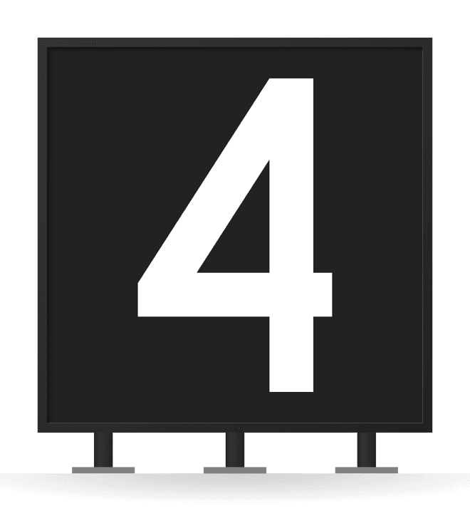 [4] Runway distance remaining sign, white 4 on black