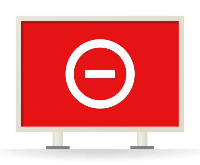 [NO ENTRY] White ring and bar on red in a cream-framed sign box