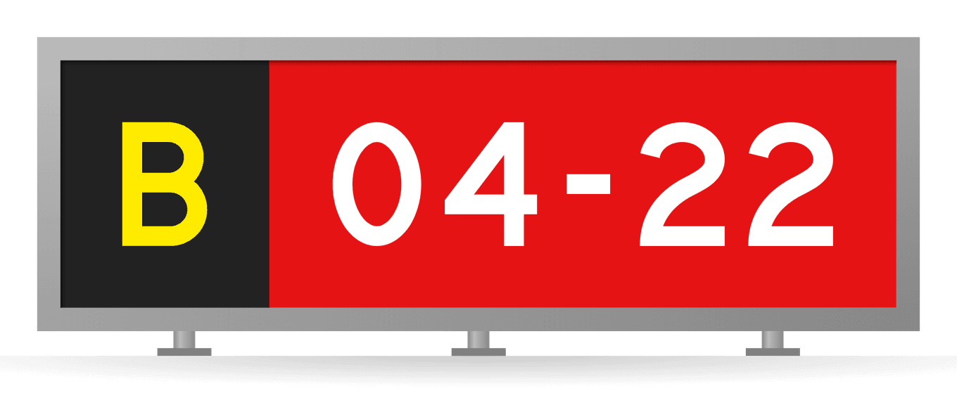 [B 04-22] Combined location and runway designation sign in a gray steel box